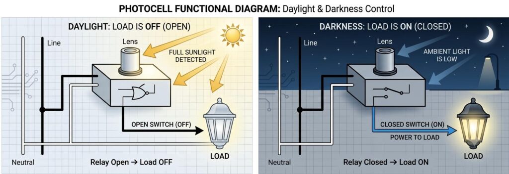 wire in photocell function diagram
