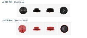 JL-208-IP66 shorting cap and JL-209-IP66 open circuit cap comparison