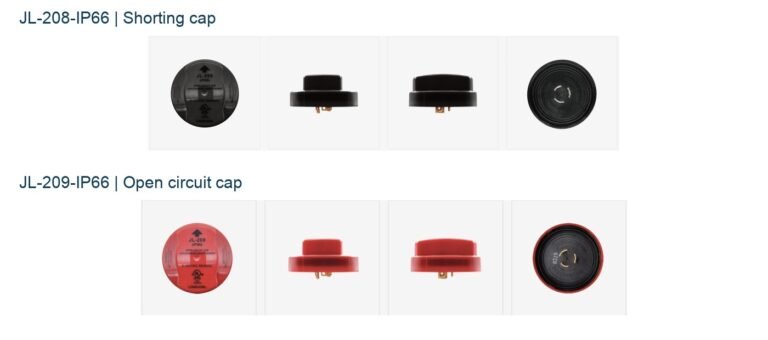 JL-208-IP66 shorting cap and JL-209-IP66 open circuit cap comparison